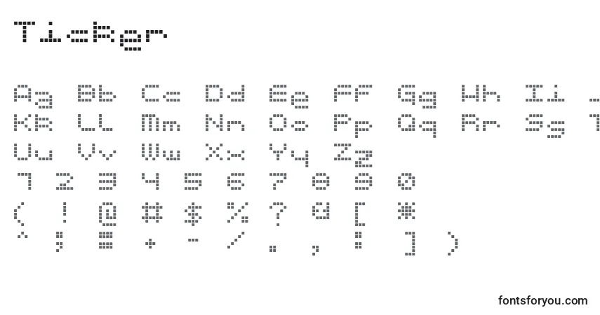 Fuente Ticker - alfabeto, números, caracteres especiales
