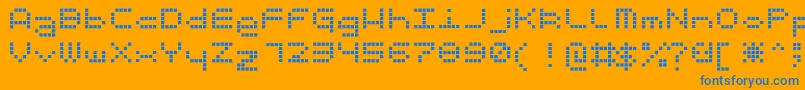 Ticker-Schriftart – Blaue Schriften auf orangefarbenem Hintergrund