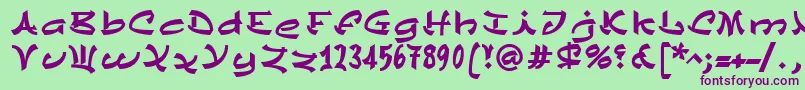 ChinezeLtBold-fontti – violetit fontit vihreällä taustalla