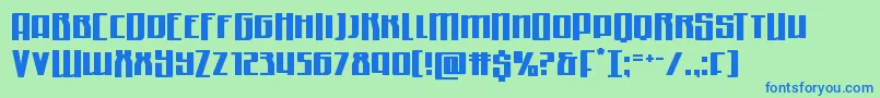 フォントQuantummalicehalfdrop – 青い文字は緑の背景です。