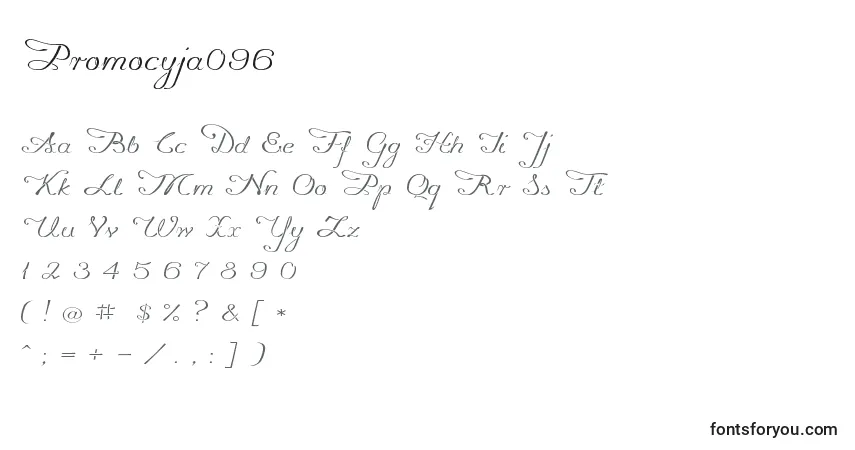 Czcionka Promocyja096 – alfabet, cyfry, specjalne znaki
