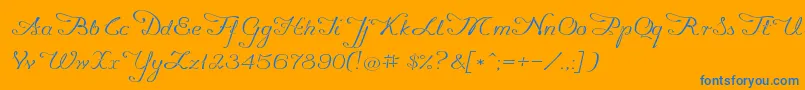 Promocyja096-Schriftart – Blaue Schriften auf orangefarbenem Hintergrund