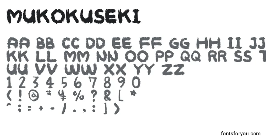 A fonte Mukokuseki – alfabeto, números, caracteres especiais