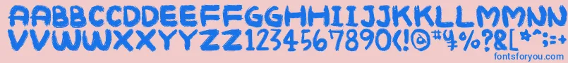 Mukokuseki Font – Blue Fonts on Pink Background