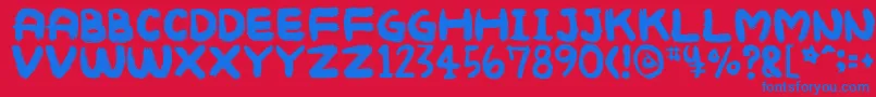 Mukokuseki Font – Blue Fonts on Red Background