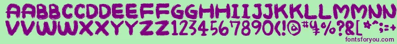 Mukokuseki Font – Purple Fonts on Green Background