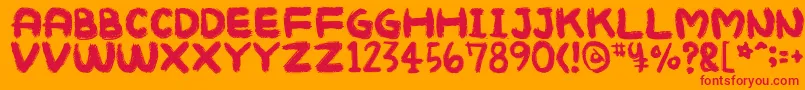 Mukokuseki Font – Red Fonts on Orange Background