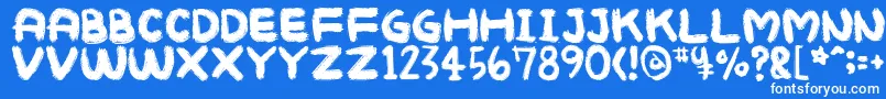 Mukokuseki Font – White Fonts on Blue Background