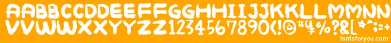 Mukokuseki Font – White Fonts on Orange Background