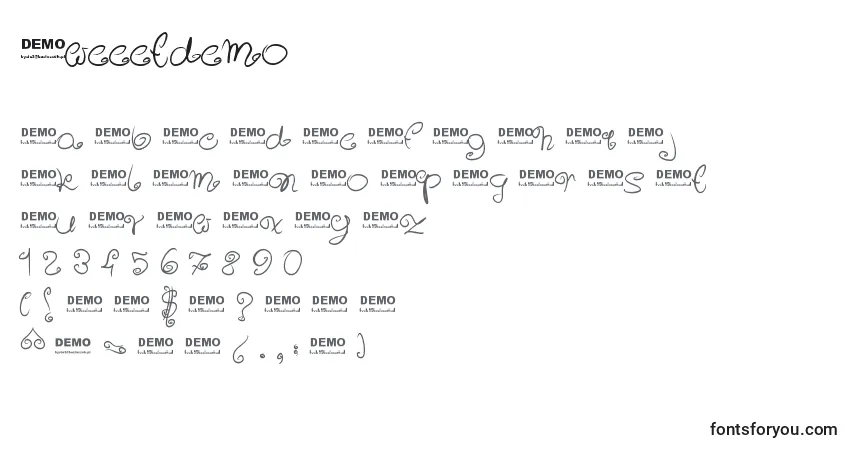 Schriftart Sweeetdemo – Alphabet, Zahlen, spezielle Symbole