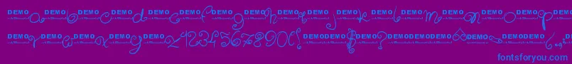 Sweeetdemo-Schriftart – Blaue Schriften auf violettem Hintergrund