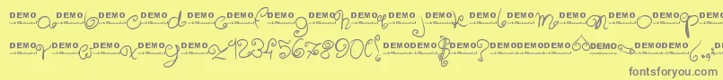 Sweeetdemo-fontti – harmaat kirjasimet keltaisella taustalla
