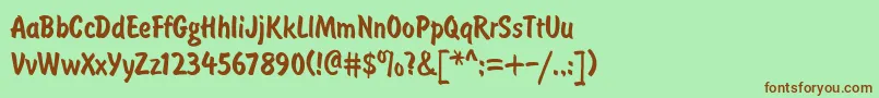 Fonte BrushtypeSemiboldRegular – fontes marrons em um fundo verde
