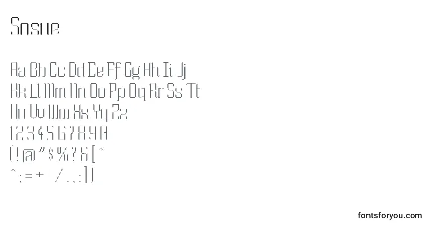 Schriftart Sosue – Alphabet, Zahlen, spezielle Symbole