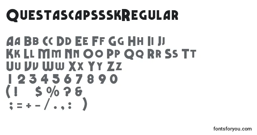 Czcionka QuestascapssskRegular – alfabet, cyfry, specjalne znaki