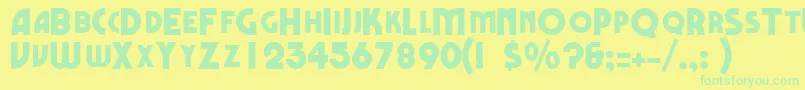 QuestascapssskRegular Font – Green Fonts on Yellow Background