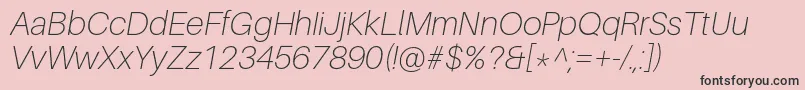 AileronThinitalic-fontti – mustat fontit vaaleanpunaisella taustalla