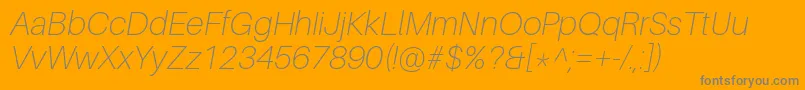 Fonte AileronThinitalic – fontes cinzas em um fundo laranja