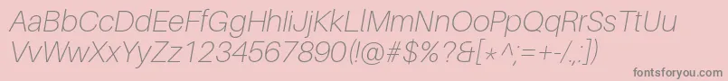 AileronThinitalic-Schriftart – Graue Schriften auf rosa Hintergrund