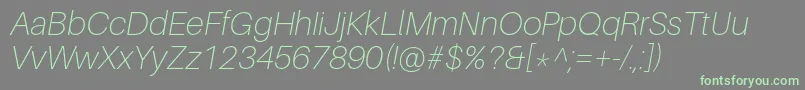 AileronThinitalic-Schriftart – Grüne Schriften auf grauem Hintergrund