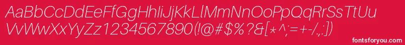 AileronThinitalic-fontti – valkoiset fontit punaisella taustalla