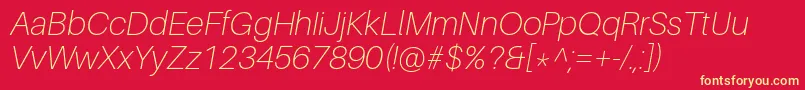 AileronThinitalic-fontti – keltaiset fontit punaisella taustalla