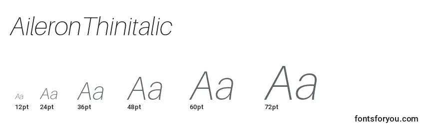 Размеры шрифта AileronThinitalic