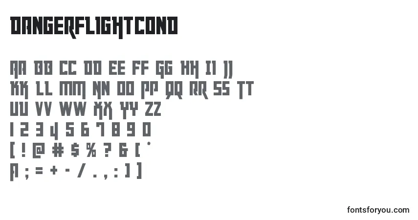 Fuente Dangerflightcond - alfabeto, números, caracteres especiales
