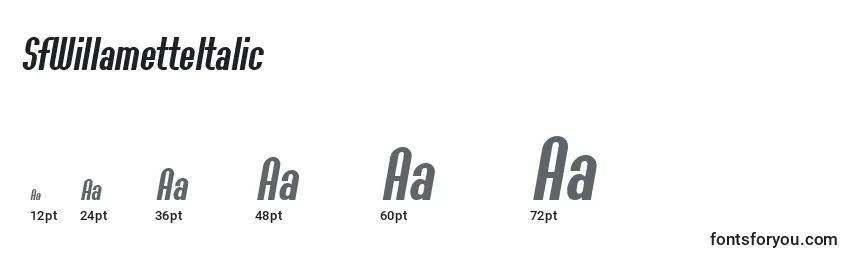 SfWillametteItalic Font Sizes