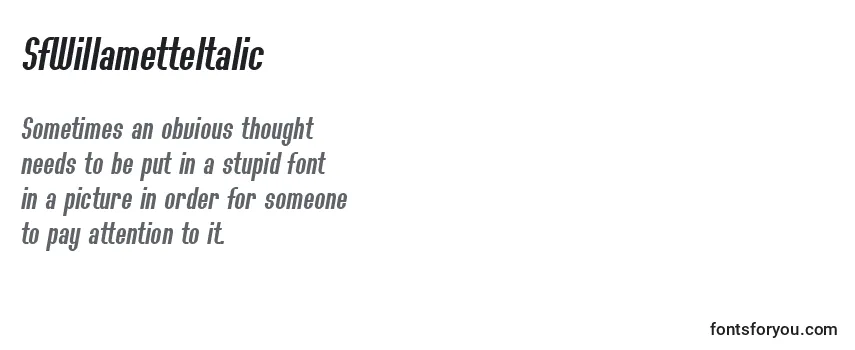 Review of the SfWillametteItalic Font