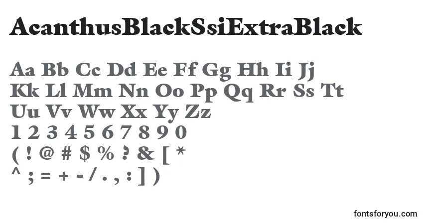 Schriftart AcanthusBlackSsiExtraBlack – Alphabet, Zahlen, spezielle Symbole