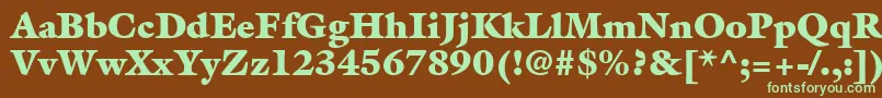 フォントAcanthusBlackSsiExtraBlack – 緑色の文字が茶色の背景にあります。