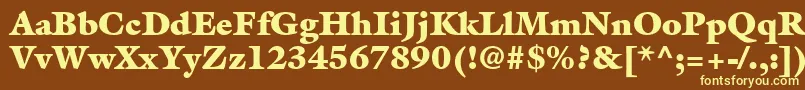 AcanthusBlackSsiExtraBlack-fontti – keltaiset fontit ruskealla taustalla