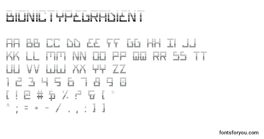 Fuente BionicTypeGradient - alfabeto, números, caracteres especiales