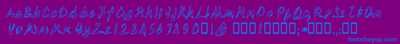 Tornuali-Schriftart – Blaue Schriften auf violettem Hintergrund