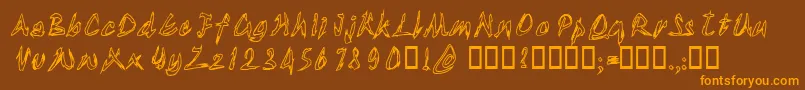 Tornuali-Schriftart – Orangefarbene Schriften auf braunem Hintergrund