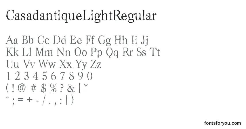 CasadantiqueLightRegularフォント–アルファベット、数字、特殊文字