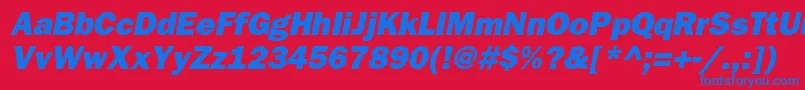 BloknotheavycItalic Font – Blue Fonts on Red Background