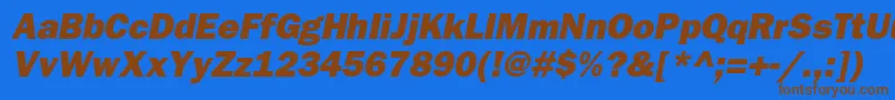 BloknotheavycItalic Font – Brown Fonts on Blue Background