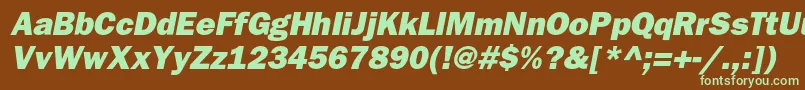 BloknotheavycItalic Font – Green Fonts on Brown Background