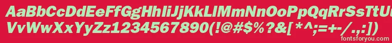 Police BloknotheavycItalic – polices vertes sur fond rouge