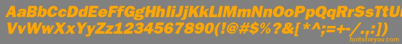 フォントBloknotheavycItalic – オレンジの文字は灰色の背景にあります。