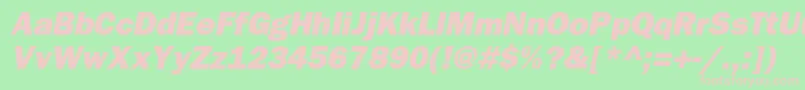 BloknotheavycItalic-fontti – vaaleanpunaiset fontit vihreällä taustalla