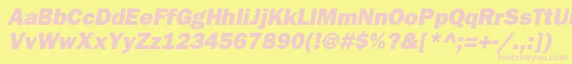 フォントBloknotheavycItalic – ピンクのフォント、黄色の背景