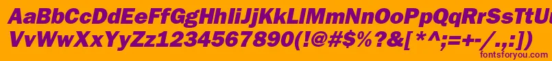 BloknotheavycItalic-Schriftart – Violette Schriften auf orangefarbenem Hintergrund