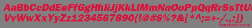 Fonte BloknotheavycItalic – fontes vermelhas em um fundo cinza