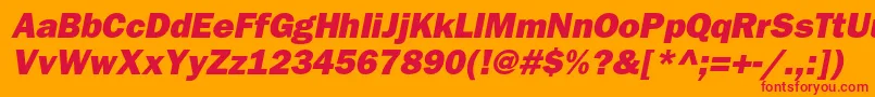 Czcionka BloknotheavycItalic – czerwone czcionki na pomarańczowym tle