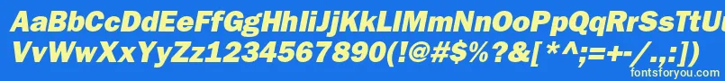 BloknotheavycItalic Font – Yellow Fonts on Blue Background