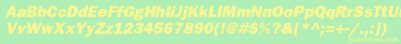 BloknotheavycItalic Font – Yellow Fonts on Green Background