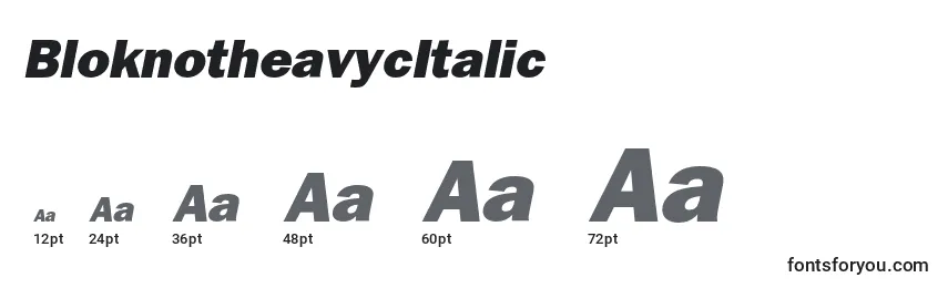 Размеры шрифта BloknotheavycItalic